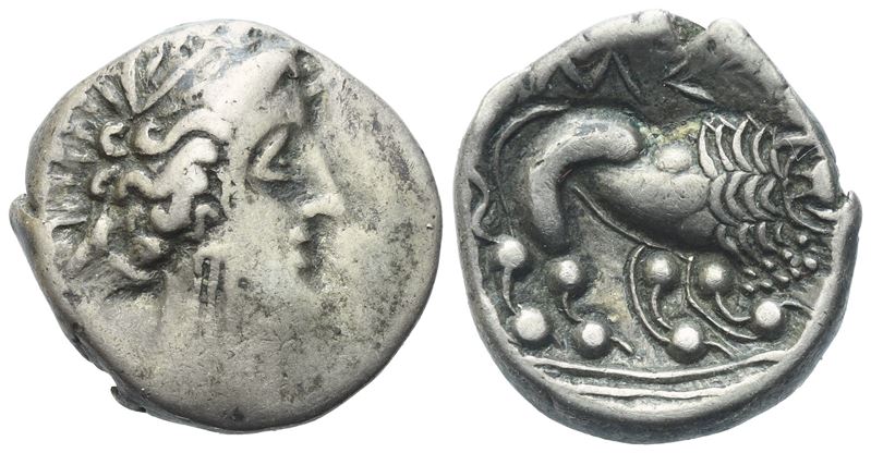 Gaul, Southern Insubres, Tetrobol (Imitating Massalia), 1st century BC; AR (3,22 g; 15 mm)
