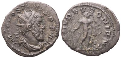 Divus Carus, Denarius con testa radiata e aquila, Lugdunum, 284 d.C.