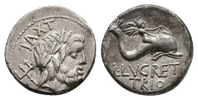 L. Lucretius Trio, Rome, 74 Bc. Ar Denarius (17mm, 3.39g).