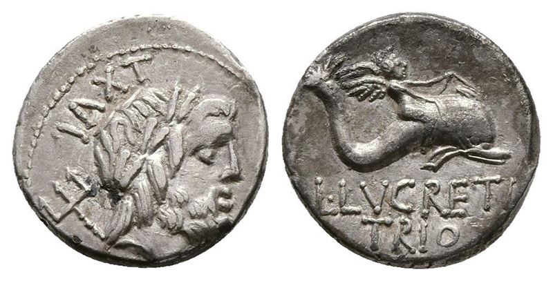 L. Lucretius Trio, Rome, 74 Bc. Ar Denarius (17mm, 3.39g).