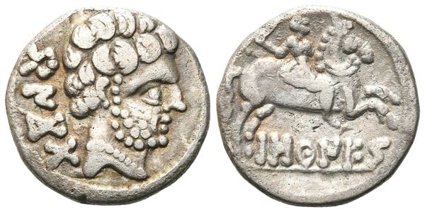 Spain, Bascunes, c. 120-20 BC. AR Denarius (18 mm, 4.02 g).
