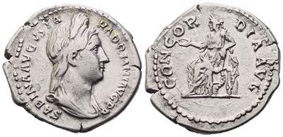 Sabina (128-136/7), Denarius, Rome, C. 130-133; Ar (3,20 G; 19,5 MM; 6 H)