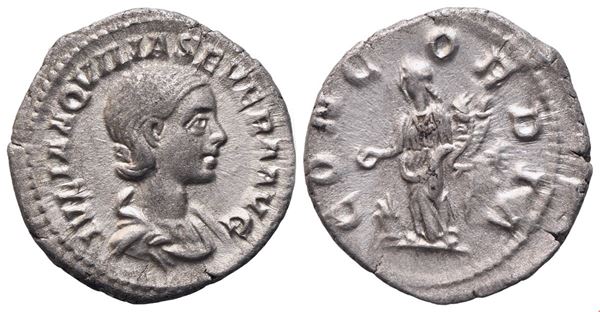 Aquilia Severa, Denarius struck under Elagabalus, Rome, 220-222; AR (2,74 g; 19 mm; 12 h)