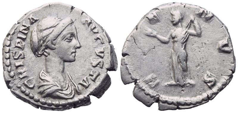 Crispina Augusta (177-182), Denarius, Rome, 180-182; Ar (3,57 G; 18 MM; 12 H)