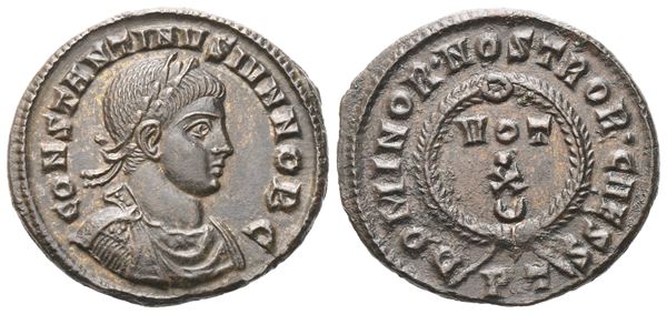 Costantine II as Caesar (316-337), Follis, Ticinum, 322-325; Æ (2,72 g; 18,6 mm; 12 h)