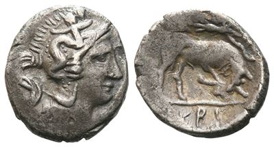 Southern Lucania, Thourioi, C. 350-300 Bc. Ar Triobol (13 MM, 1.18 G).