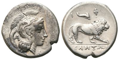 Northern Lucania, Velia, C. 300-280 Bc. Ar Didrachm (20 MM, 7.07 G).