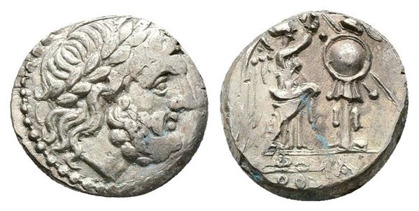 Anonymous, Sicily, 211-208 BC. AR Victoriatus (16mm, 3.01g).