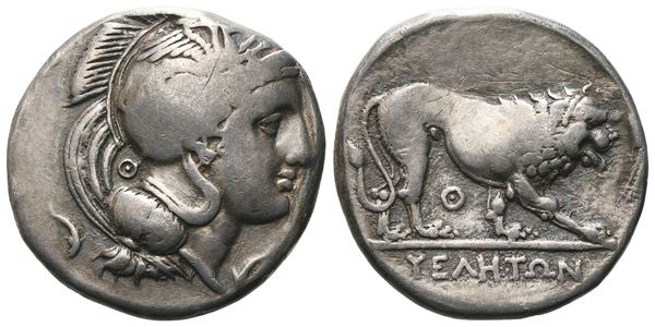 Northern Lucania, Velia, c. 340-334 BC. AR Didrachm (22 mm, 7.46 g).  - Auction GREEK & ROMAN PROVINCIAL COINS AND NUMISMATIC LITERATURE Including a wide selection of Alexandrian Coins from the Dattari Collection - Bertolami Fine Art - Prague