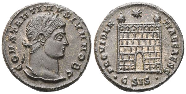 Constantine II as Caesar (316-337), Follis struck under Constantine I, Siscia, c. 326-327; Æ (3,24 g; 18 mm; 6 h)