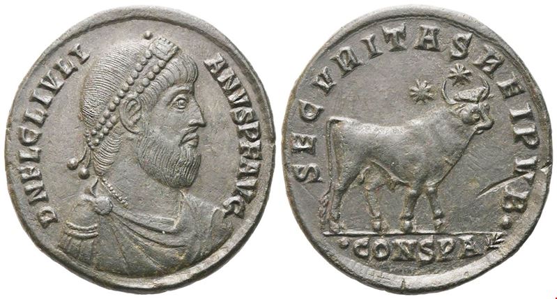 Giuliano II (361-363), Double maiorina, Costantinopoli; Æ, (D N FL CL IVLI - ANVS P F AVG) (RIC V...