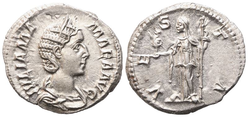 Julia Mamaea, Denario coniato sotto Severo Alessandro, Roma, 226 d.C.