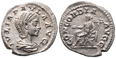 Julia Paula, Denario battuto coniando sotto Elagabalus, Roma, circa 220 d.C.