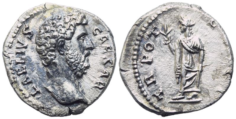 Aelius Caesar, Denario con D﻿ritto di Hadriano, 137 d.C. (AR)