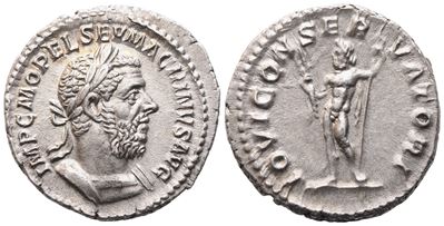 Macrino, Denario romano (AR), Dritto e Rovescio con Giove Conservatore