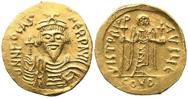 Phocas (602-610), Solidus; Constantinople, 604-607; AV (4,55 g; 20,8 mm; 7 h)