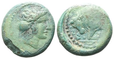 Sicily, Abakainon, C. 339-317 Bc. Æ Hemilitron (18 MM, 4.18 G).