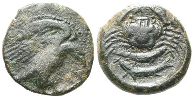 Sicily, Akragas, C. 425/0-410/06 Bc. Æ Hexas (19 MM, 6.88g).