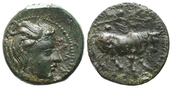 Sicily, Gela, c. 420-405 BC. Æ Tetras (16 mm, 3.68 g).