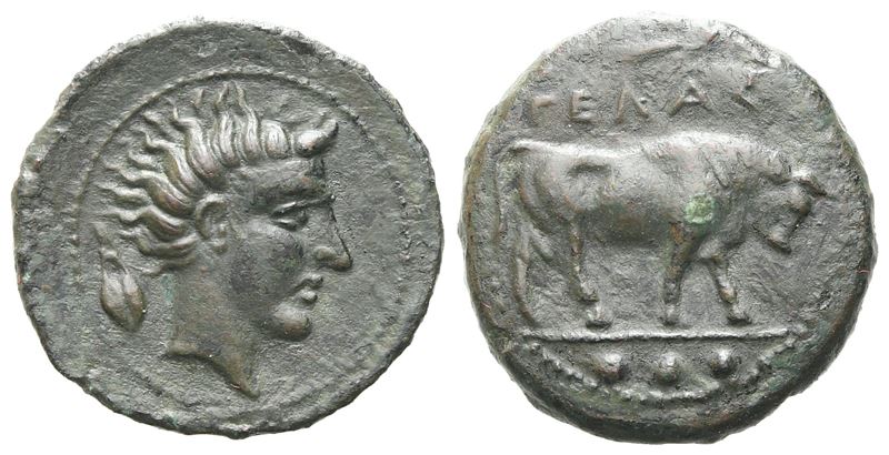 Sicily, Gela, C. 420-405 Bc. Æ Tetras Or Trionkion (17 MM, 3.20 G).