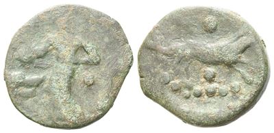 Sicily, Halykiai, C. 400-397 Bc. Æ Hexas Or Dionkion (16 MM, 2.36 G).