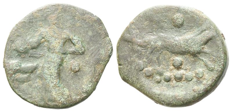 Sicily, Halykiai, C. 400-397 Bc. Æ Hexas Or Dionkion (16 MM, 2.36 G).