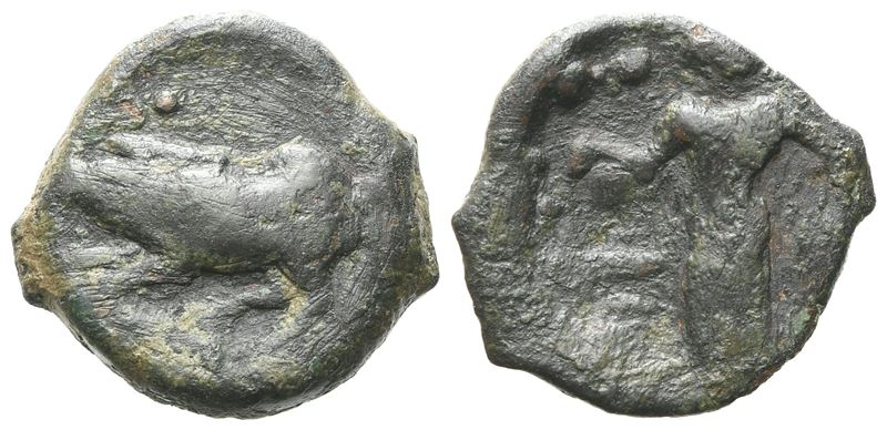 Sicily, Halykiai, C. 400-397 Bc. Æ Hexas Or Dionkion (16 MM, 3.87 G).
