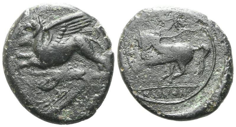 Sicily, "kainon", C. 360-340 Bc. Æ (22 MM, 8.45 G).
