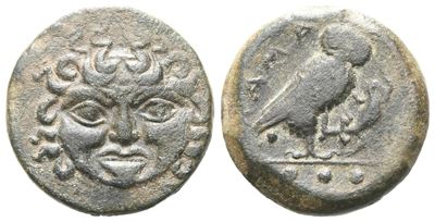 Sicily, Kamarina, C. 420-405 Bc. Æ Tetras (16 MM, 3.97 G).