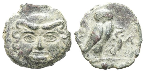 Sicily, Kamarina, c. 420-405 BC. Æ Onkia (12 mm, 1.13 g).