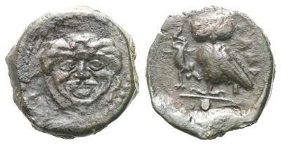 Sicily, Kamarina, C. 420-405 Bc. Æ Onkia (11 MM, 1.32 G).