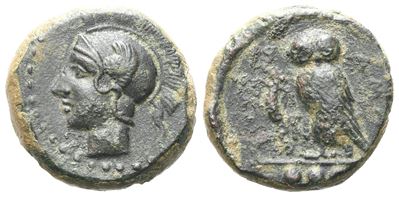 Sicily, Kamarina, C. 420-405 Bc. Æ Tetras (15 MM, 3.78 G).