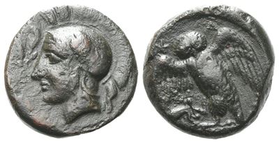 Sicily, Kamarina, C. 410-405 Bc. Æ Tetras (14 MM, 3.51 G).