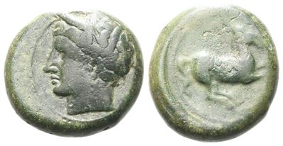 Sicily, Carthaginian Domain, C. 375-350 Bc. Æ (16 MM, 5.48 G).