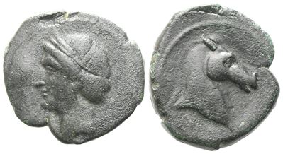 Bruttium, Carthaginian Occupation, C. 215-205 Bc. Æ Half Unit (21 MM, 6.22 G).