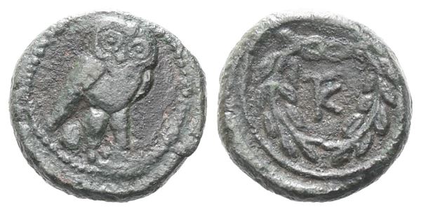 Sicily, Katane. Campanian mercenaries, c. 339/8 BC. Æ (10 mm, 1.19 g).  - Auction GREEK & ROMAN PROVINCIAL COINS AND NUMISMATIC LITERATURE Including a wide selection of Alexandrian Coins from the Dattari Collection - Bertolami Fine Art - Prague