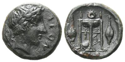 Sicily, Leontinoi, C. 405-402 Bc. Æ Tetras - Trionkion (13 MM, 1.86 G).