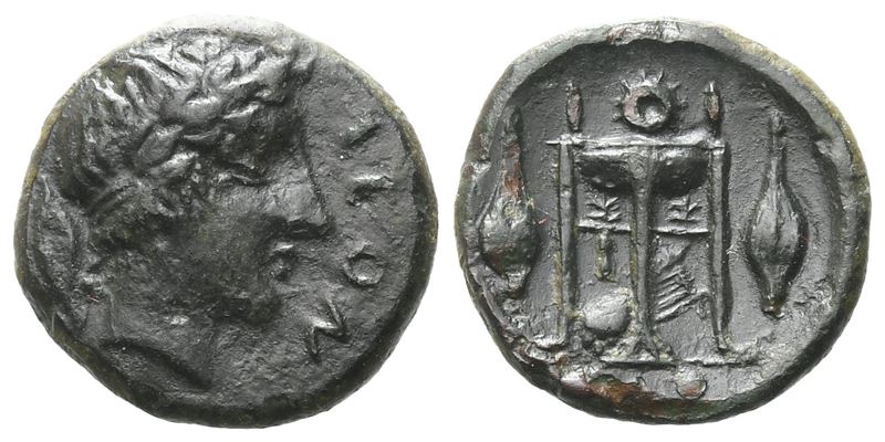 Sicily, Leontinoi, C. 405-402 Bc. Æ Tetras - Trionkion (13 MM, 1.86 G).