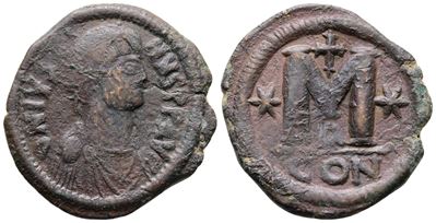 Justin i (518-527). Æ 40 Nummi (33mm, 15.97g).