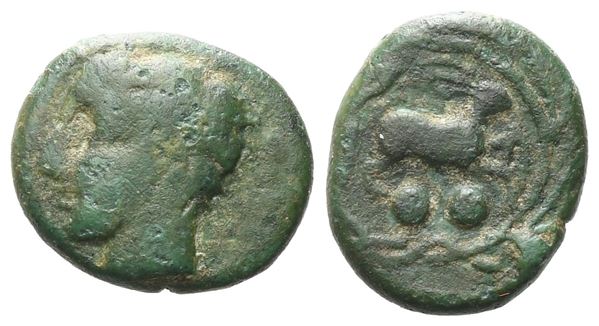 Sicily, Messana, c. 420-413 BC. Æ Hexas (11 mm, 1.54 g).