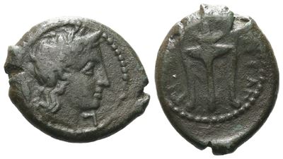 Sicily, Morgantina, C. 339/8-317 Bc. Æ Hexas (16 MM, 3.79 G).