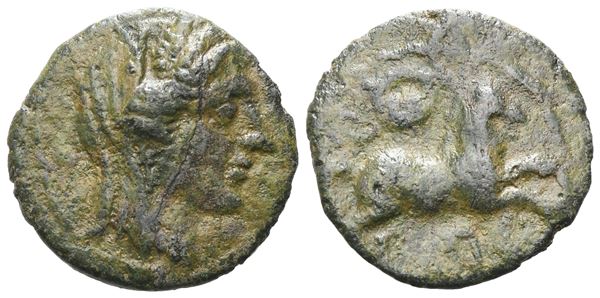 Sicily, Morgantina. Punic occupation, c. 214-210 BC. Æ (19 mm, 3.62g).
