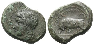 Sicily, Tauromenion, C. 357-305 Bc. Æ (18 MM, 5.43 G).