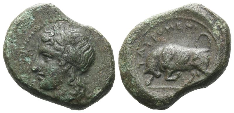 Sicily, Tauromenion, C. 357-305 Bc. Æ (18 MM, 5.43 G).