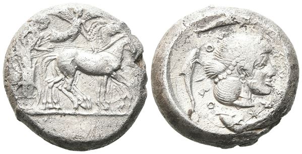 Sicily, Syracuse, c. 485-466 BC. AR Tetradrachm (23 mm, 17.38 g), c. 480-470 BC.