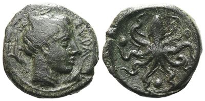 Sicily, Syracuse, C. 435-415 Bc. Æ Tetras (17 MM, 3.87 G).