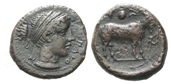 Sicily, Nakona, c. 420-400 BC. Æ Onkia (11 mm, 1.10 g).