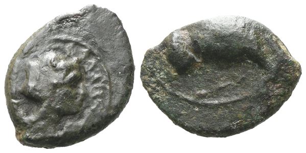 Sicily, Alaisa Archonidea, c. 325-317 BC. Æ (13 mm, 2.04 g).  - Auction GREEK & ROMAN PROVINCIAL COINS AND NUMISMATIC LITERATURE Including a wide selection of Alexandrian Coins from the Dattari Collection - Bertolami Fine Art - Prague