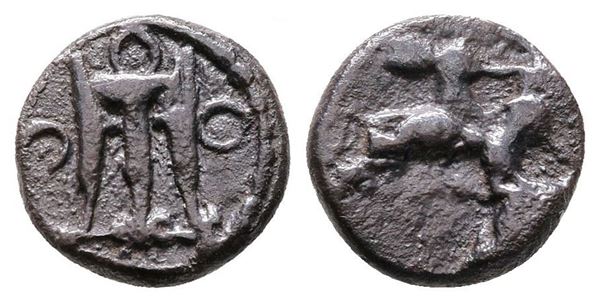 Bruttium, Kroton, c. 430-420 BC. AR Diobol (10mm, 0.78g).