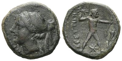 Bruttium, The Brettii, C. 214-211 Bc. Æ Half Unit (16 MM, 3.46 G).